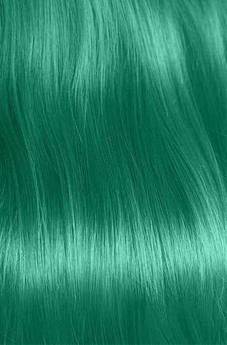 Vibrant Green Hair Swatch – Shiny, smooth, and vibrant green hair color achieved with Punky Colour Greengarious shampoo.