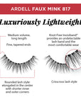 Ardell Faux Mink 817 detailed infographic layout describing the lash