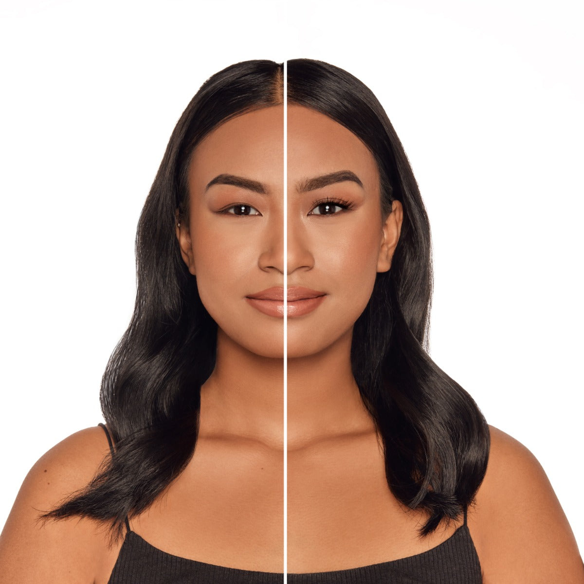 Seamless Underlash Extensions Fauxmink M Curl 32 ct shown on model with monolid eyes