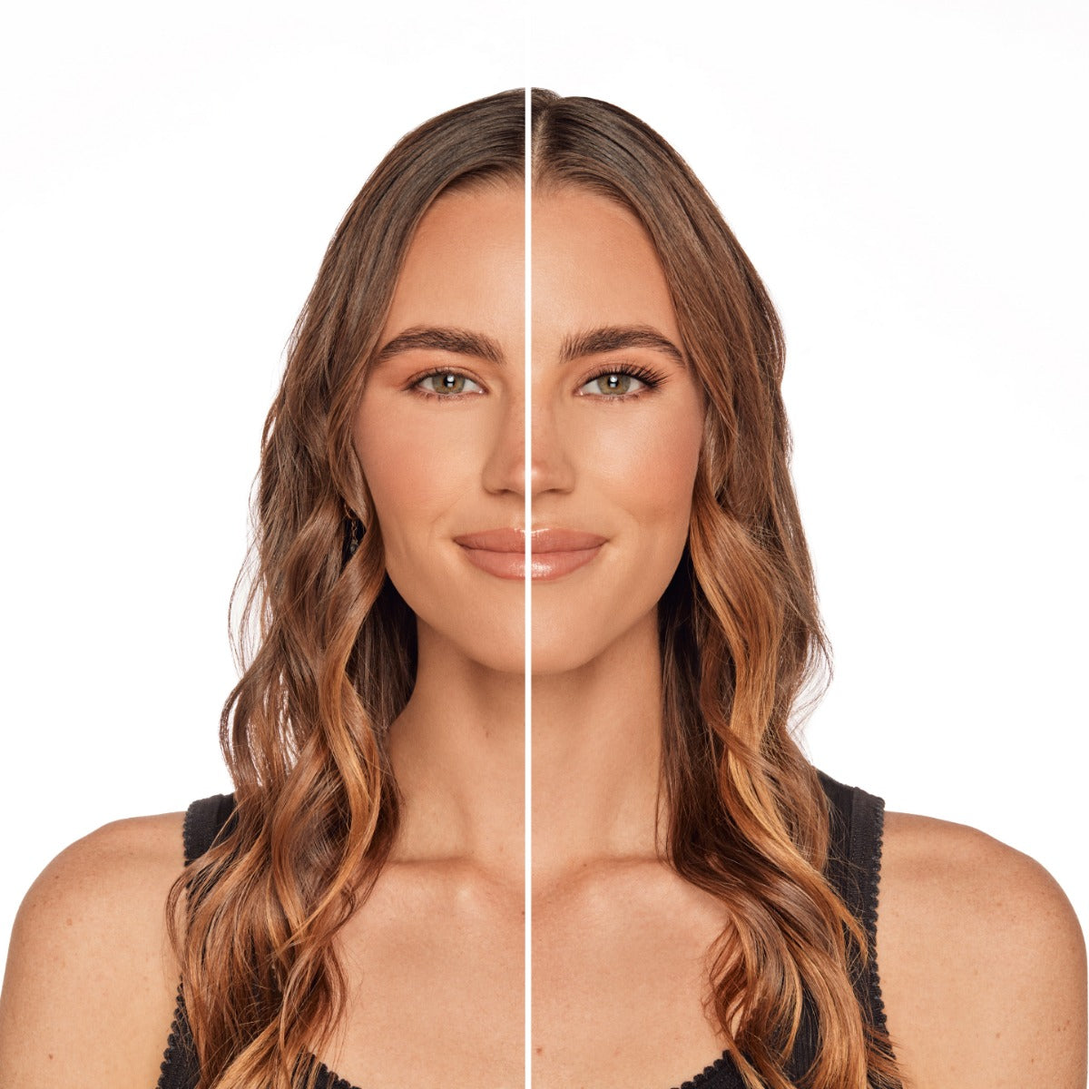 Seamless Underlash Extensions Fauxmink L Curl 32 ct worn by model with almond eyes