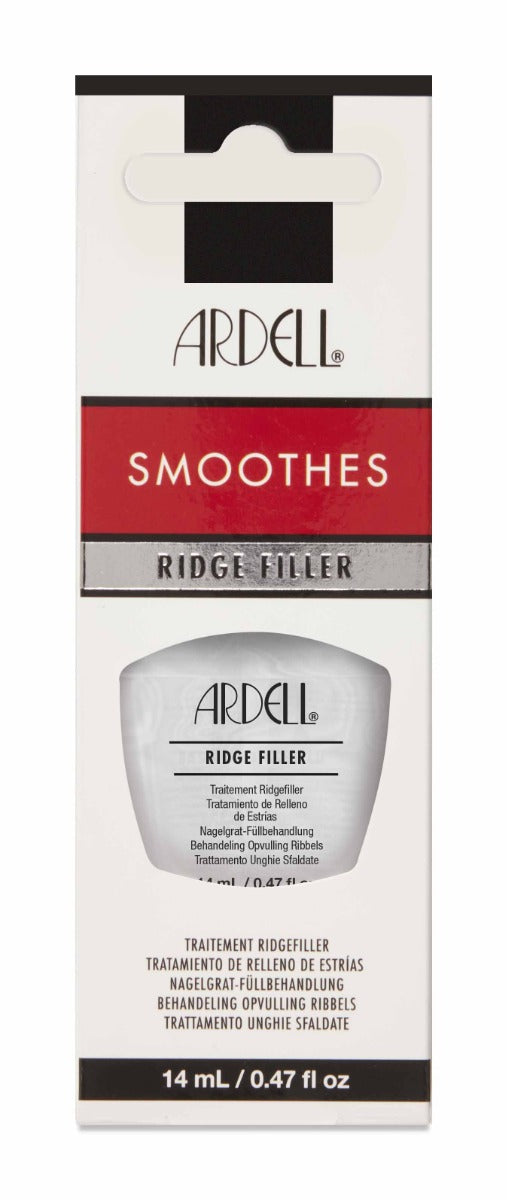Front-facing of Ardell Ridge Filler Treatment wall-hook ready retail packaging with printed label text