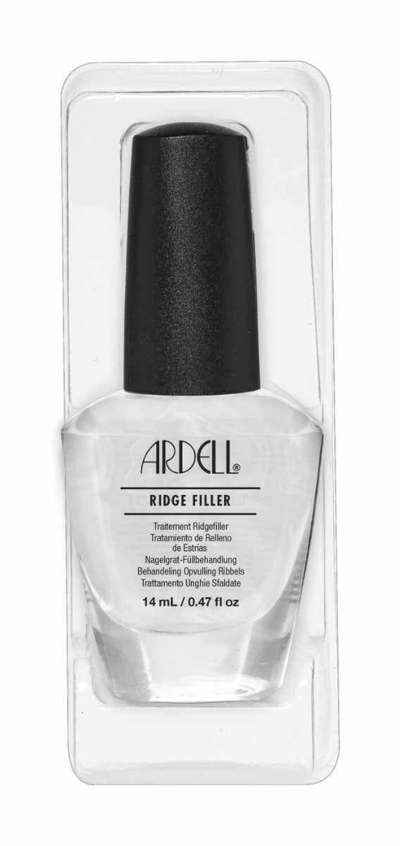 Ardell Ridge Filler Nail Treatment in clear packaging, designed to smooth nail ridges and create an even base coat.