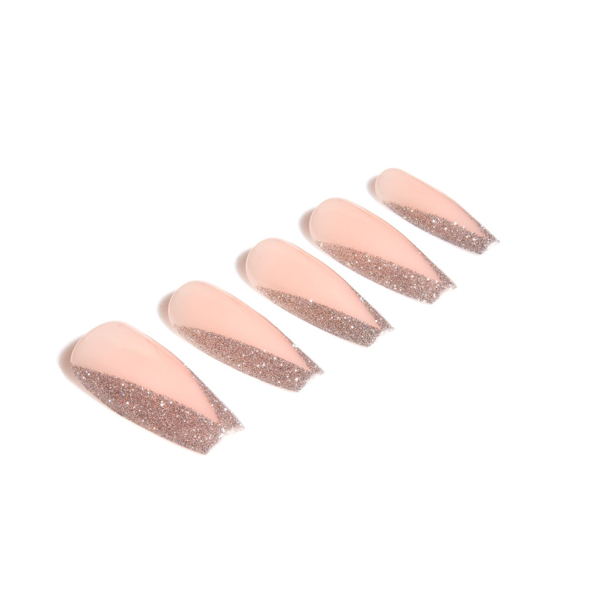 5 press on nails on white background