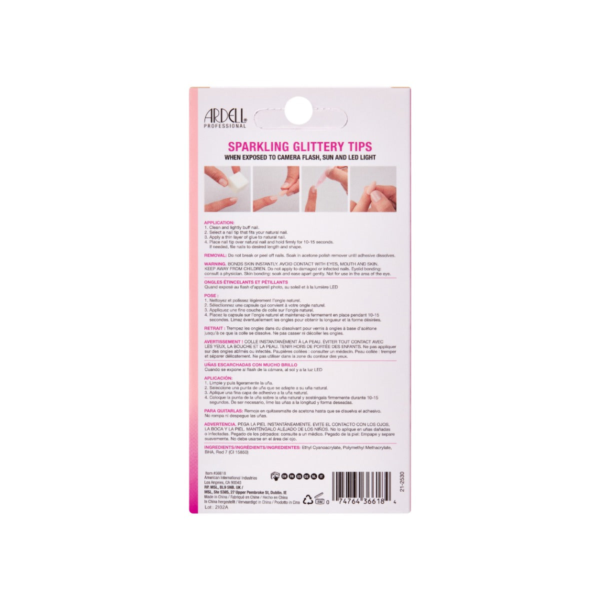 Back details of Ardell Nail Addict Flash & Sparkle Blazing Heart pack