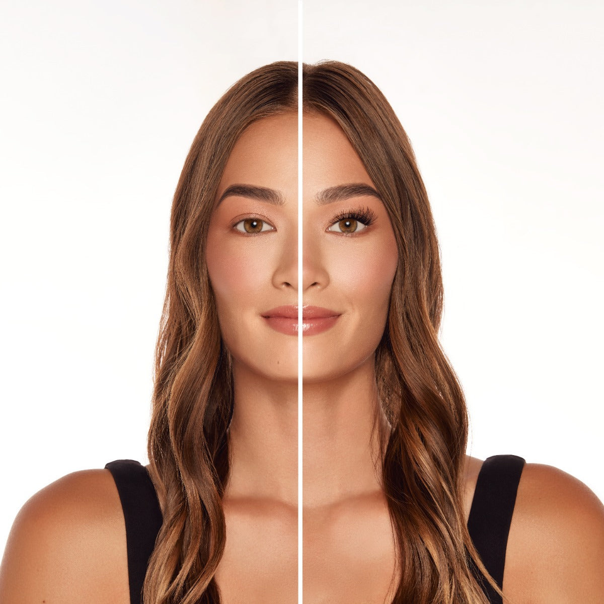 Seamless Underlash Extensions Wispies on a model with Round eye shape