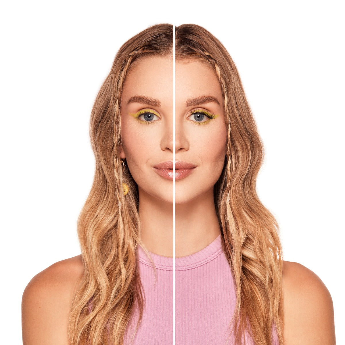 Winks Press On Pre-Glued Underlash Extensions - Volume on a model with almond eye shape