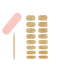 Set of 16-piece nail strips, 1 mini nail file and 1 orange wood stick