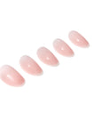 5 nails displayed from the Ardell Nail Addict Naked Innocent