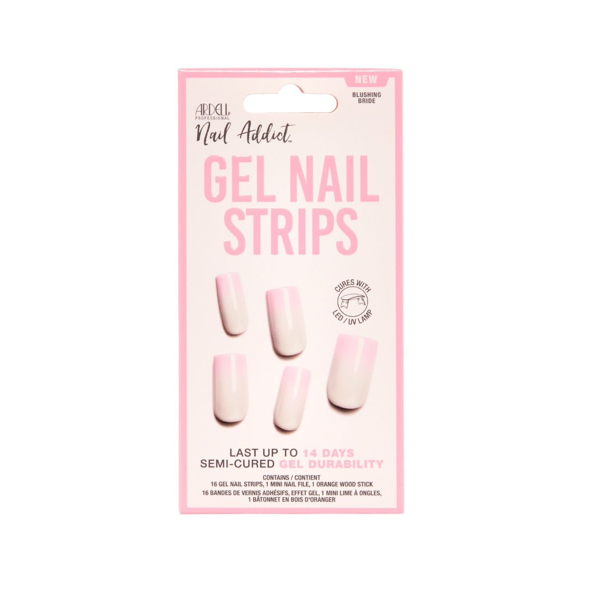 Wall-hooked ready packaging of Ardell Nail Addict Gel Nail Strips