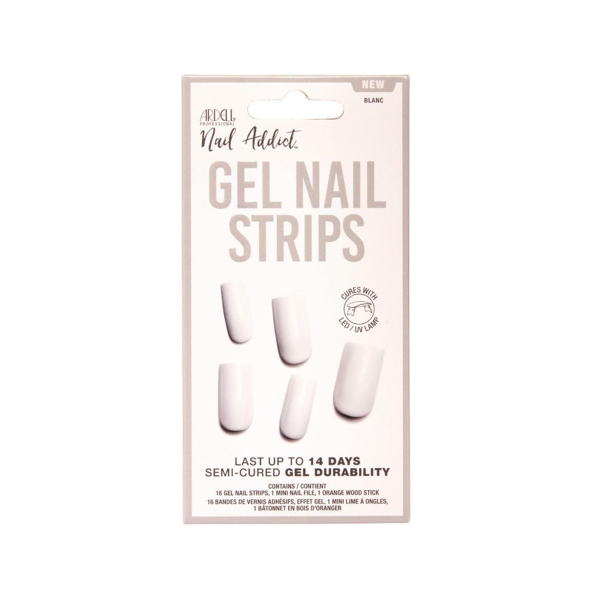 Frontage of Ardell Nail Addict Gel Nail Strips sealed box.