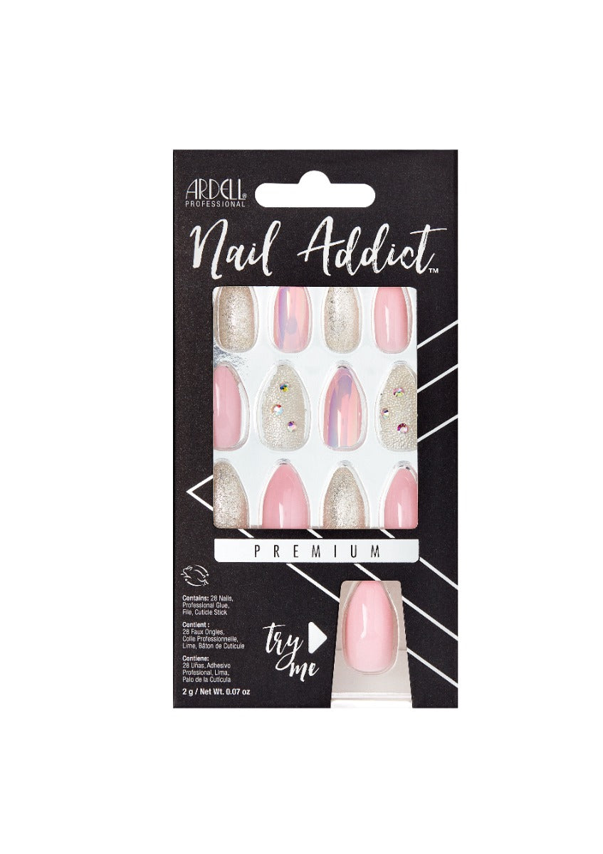 Front of Ardell Nail Addict Pink Ice color shade retail box