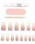 Ombré press-on nails set with rhinestone accents, includes glue, file, and cuticle stick for easy application.
