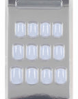 Packaged iridescent glitter press-on toenail set, featuring shimmering nails for an effortless salon-quality pedicure.