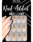 Front of Ardell Nail Addict Premium Nail Set, Dripping in Gold in a retail box with text