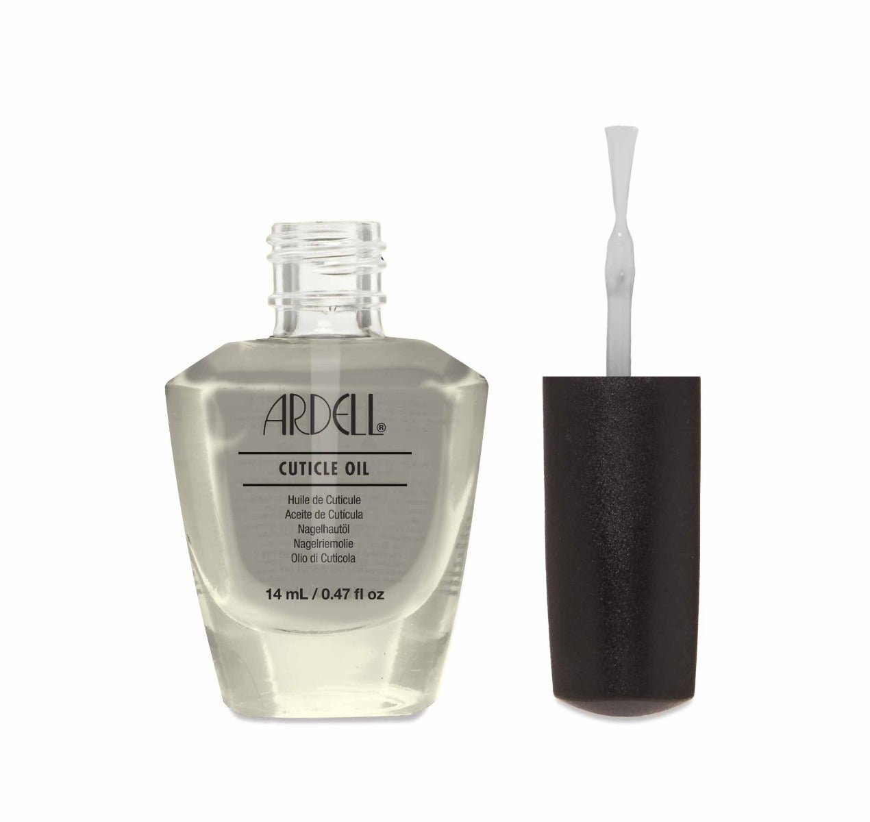 Uncapped bottle of cuticle oil from Ardell