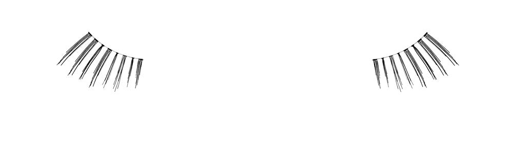 Pair of Ardell Lash Accent 308 false lashes positioned to feature how it would look like when worn