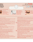 Back of Ardell Naked Lash 427 false lashes retail packaging with instructions in different languages