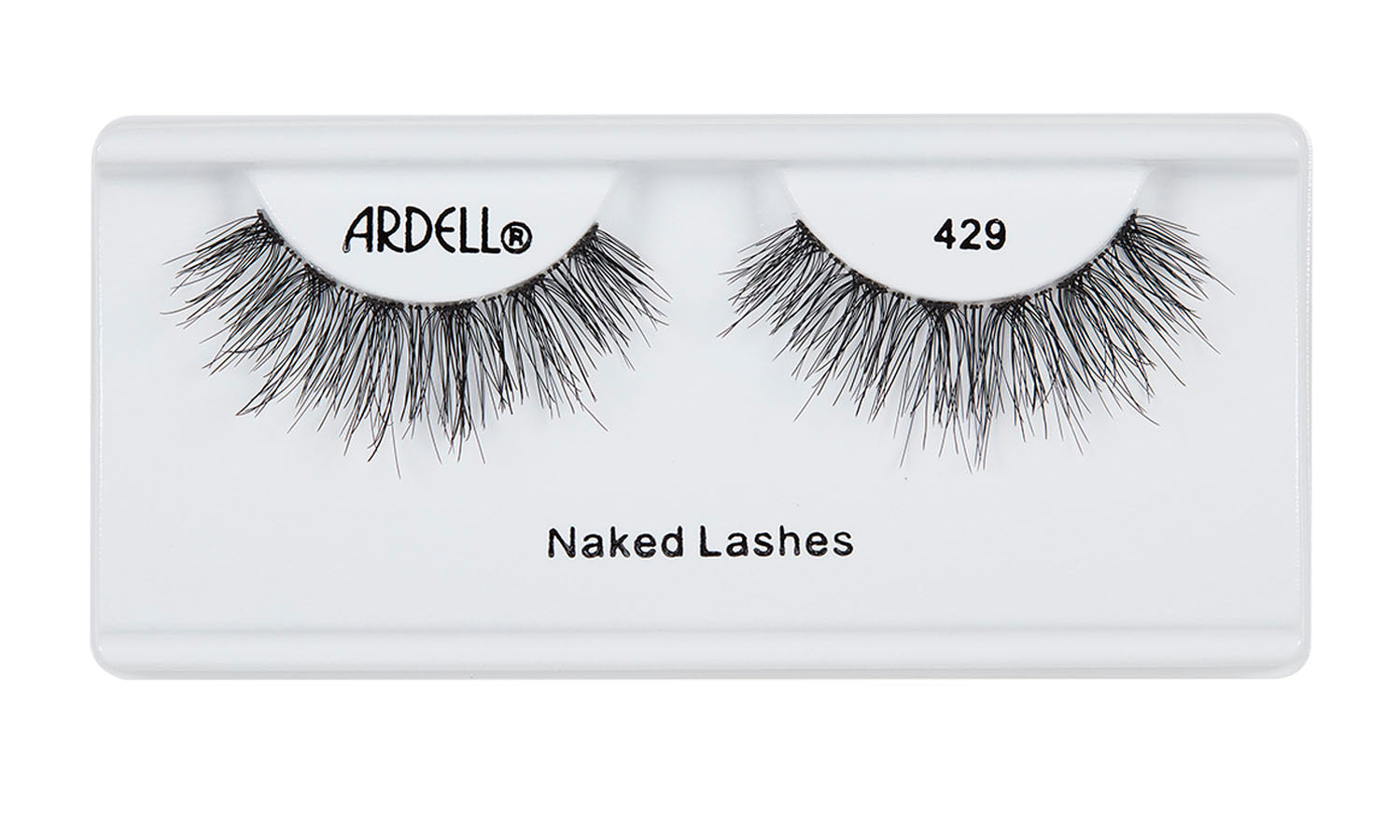 Pair of Ardell Naked Lash 429 faux lashes in inner packaging labelled "Ardell", "429", & "Naked Lashes"