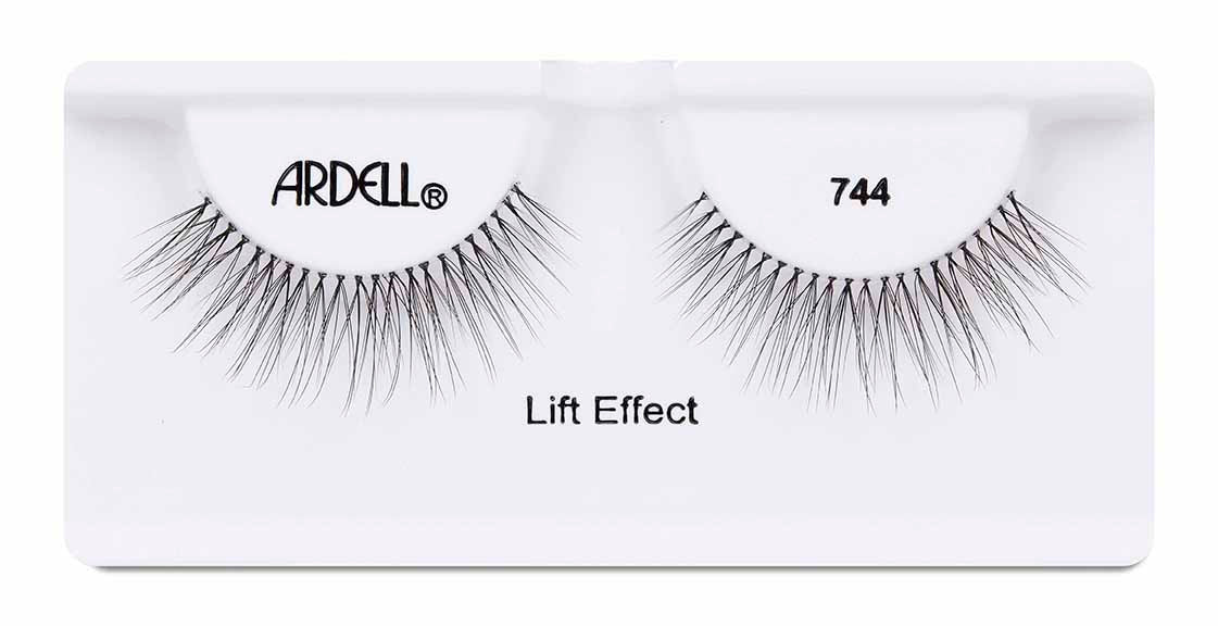 Pair of Ardell Lift Effect 744 faux lashes in inner packaging labelled "Ardell", "744", & "Lift Effect"