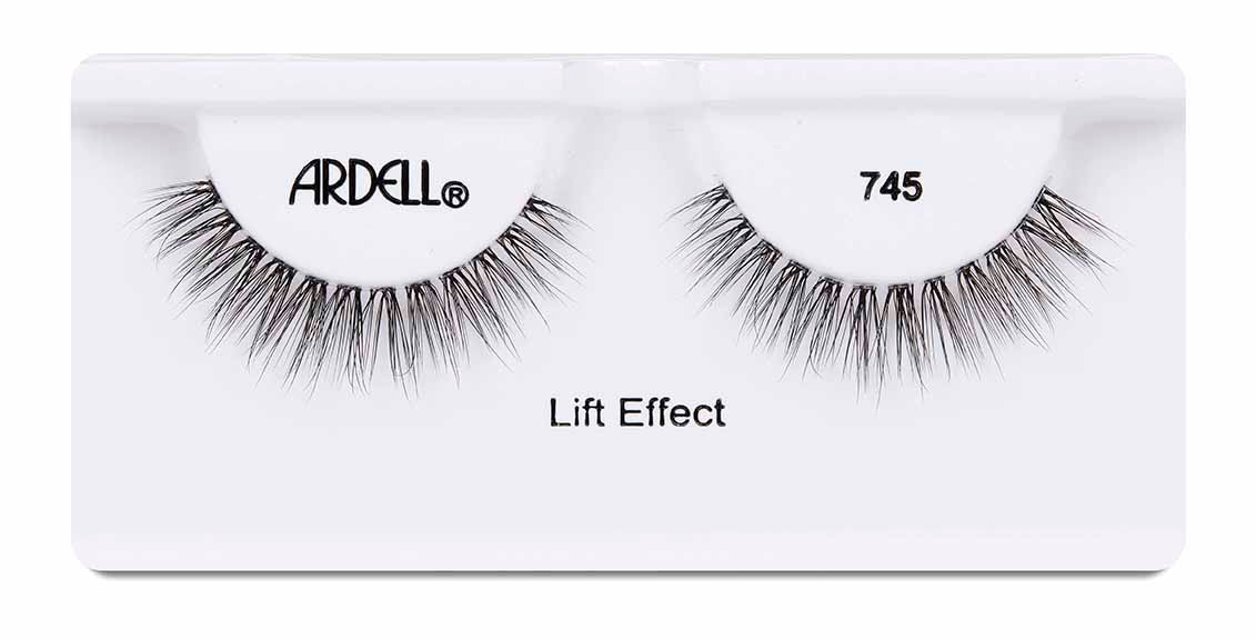 Pair of Ardell Lift Effect 745 faux lashes in inner packaging labeled "Ardell", "745", & "Lift Effect"