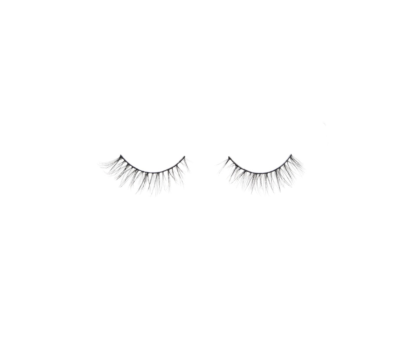 Ardell Eco Lashes 454 with light volume & length, short shape isolated in white color background
