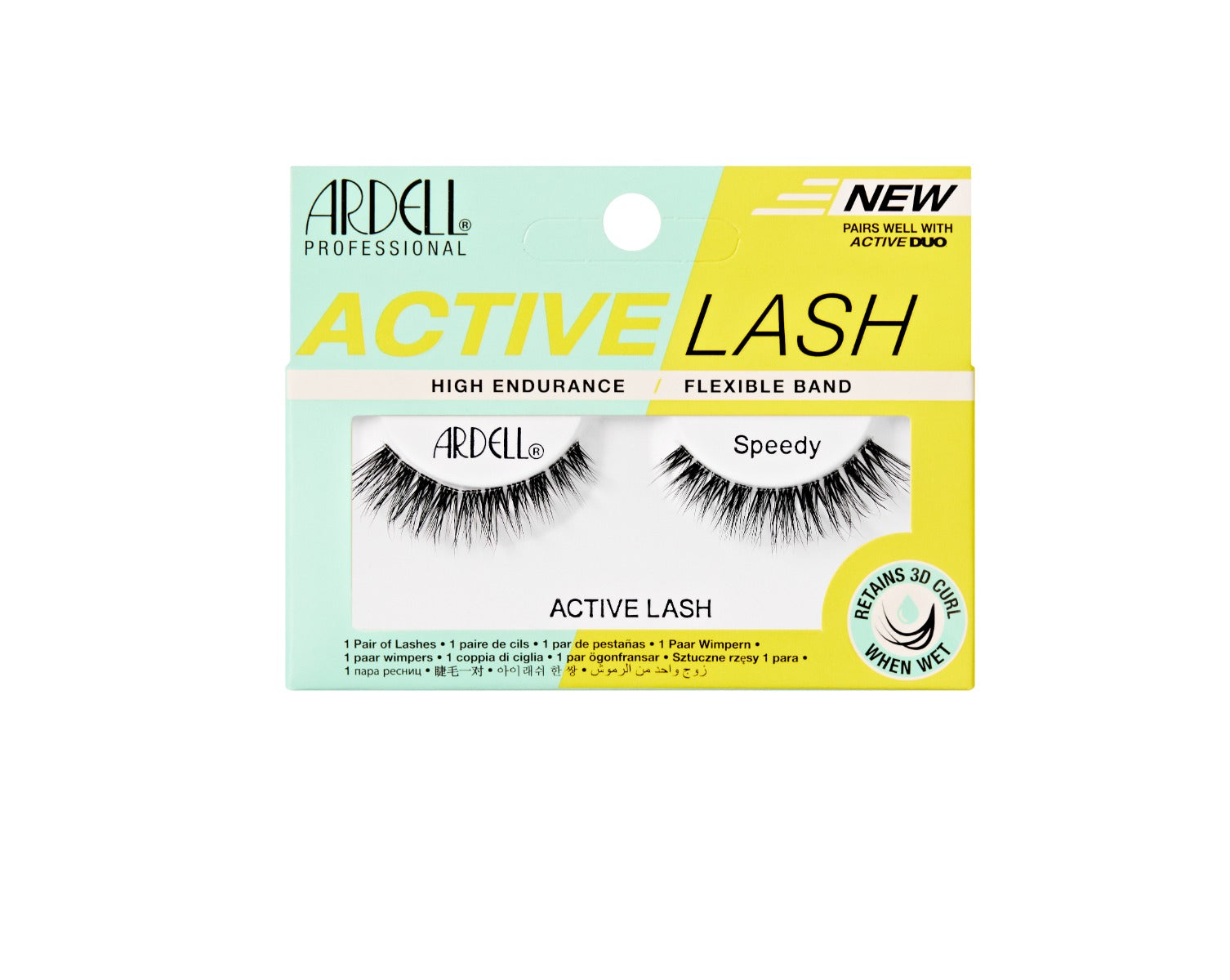 Front of Ardell Active Lash Speedy variant wall-hook retail box