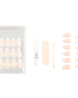 Set of Ardell Nail Addict Artificial Nail in Ombré Fade variant with almond shape laid down one by one in 45-degree angle