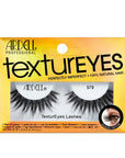 A pair of Ardell Textureyes Lash 579 placed into its retail packaging, with some texts written on it