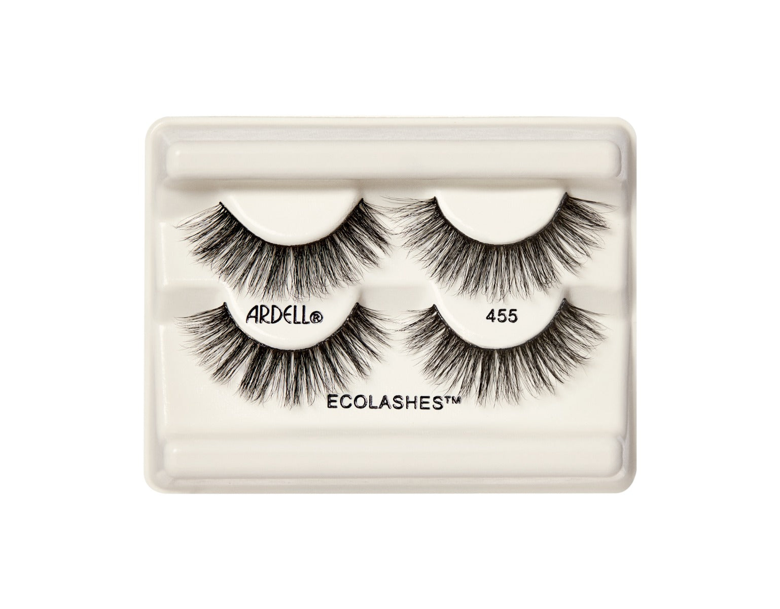 Ardell Ecolashes 455, full-volume eco-friendly false lashes in a twin pack for bold, dramatic eyes.
