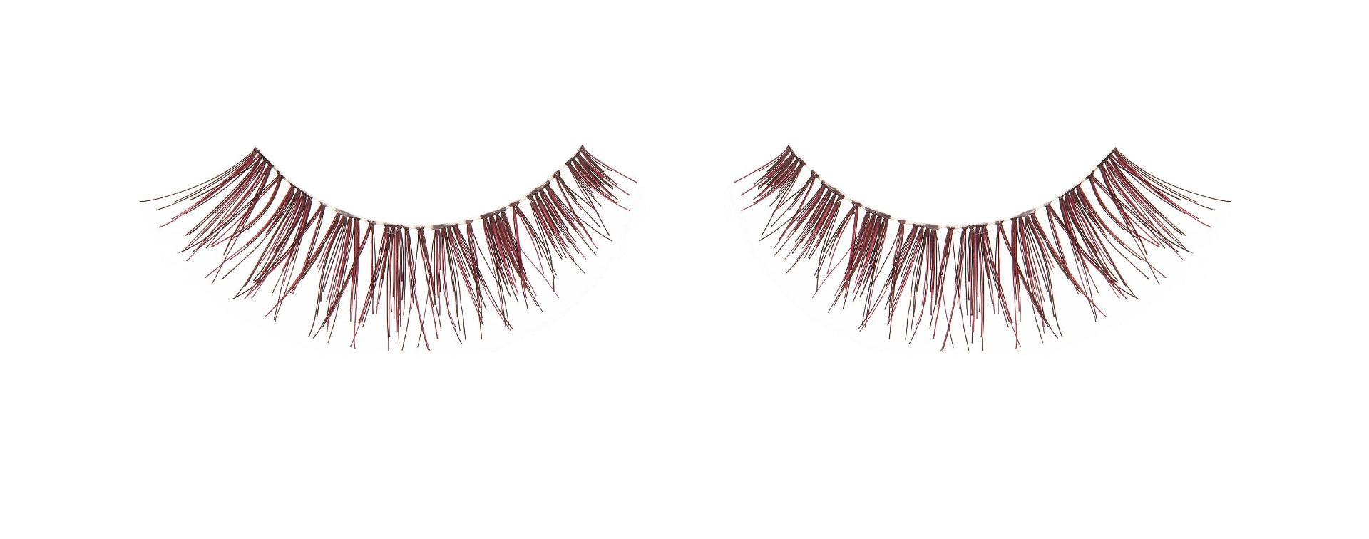 Pair of Ardell Color Impact Lash Demi Wispies Wine false lashes side by side featuring clustered lash fibers