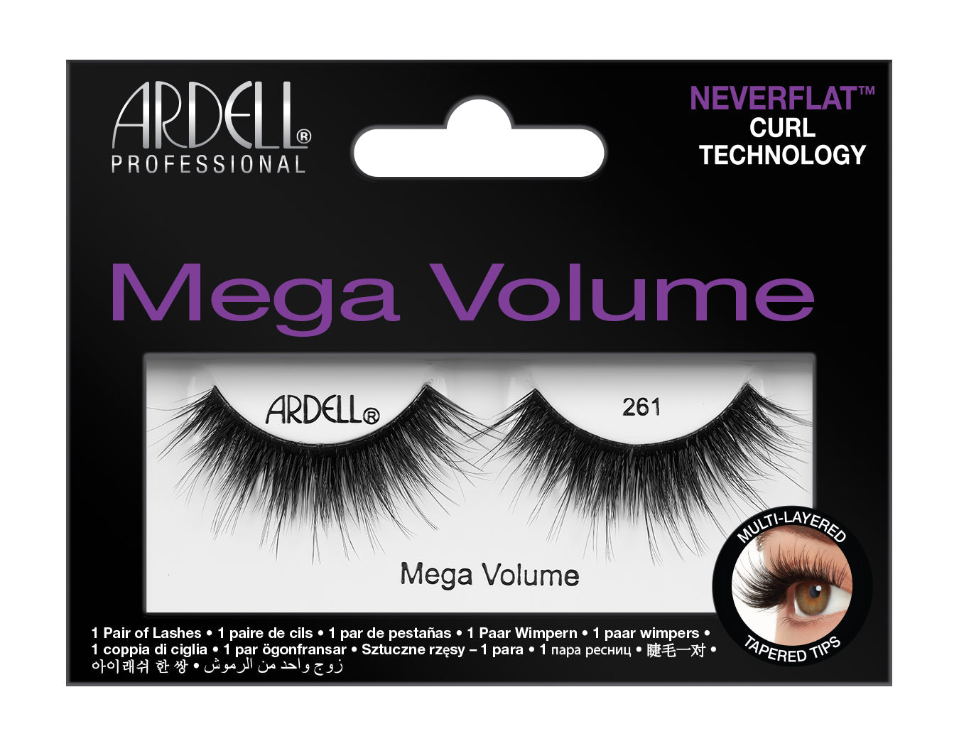 Front of Ardell Mega Volume 261 retail pack in black
