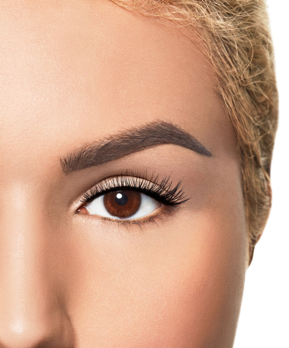 Open eye model wearing Winks Half & Half Pre-Cut Lashes Dream