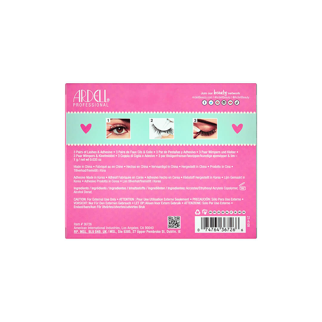 Ardell Holiday Faux Mink 817 Holiday 3pk SKU# 36726 Back Packaging