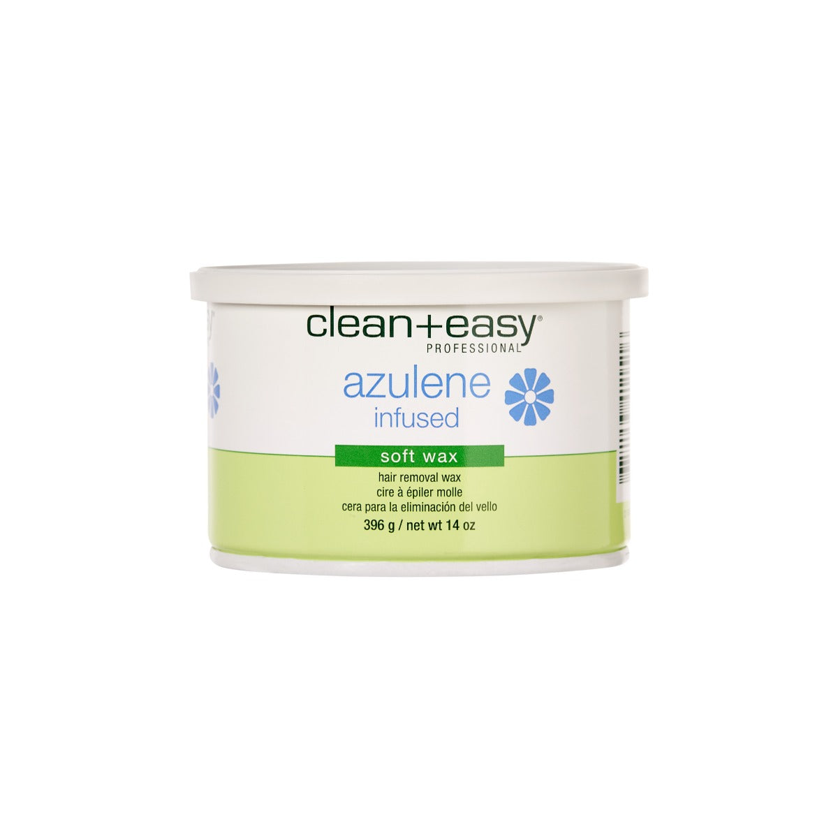 Clean+easy Azulene Infused Soft Wax 14oz front view with printed text