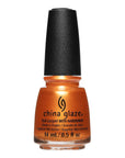 Front view of China Glaze bottle with black cap in shade Bring the Heat.