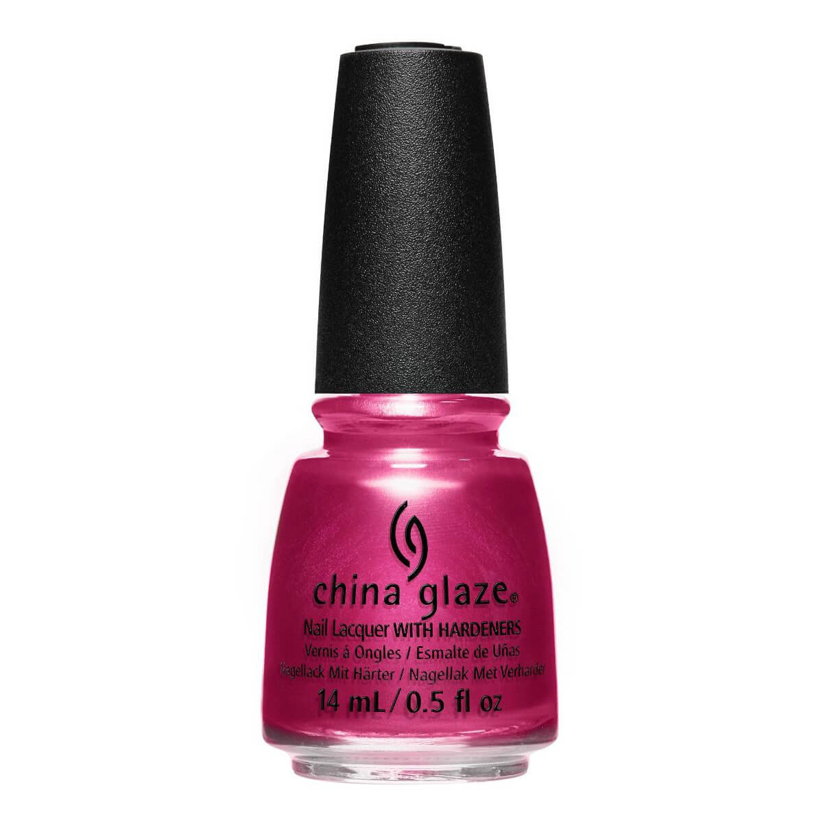Front view of China Glaze bottle with black cap in shade Alpenglow.