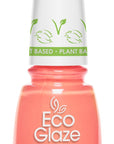 Eco Glaze Apricot of my Life coral nail polish, a plant-based formula providing a smooth, glossy finish with a refreshing shade.