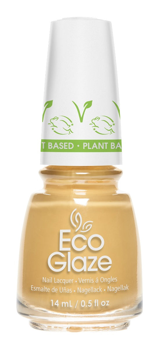 Eco Glaze Bella Terra beige nail polish, a smooth, plant-based formula providing a natural beige shade with a glossy finish.