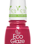 Eco Glaze Petunia Bloom bright pink nail polish, a plant-based formula for vibrant and glossy nails with a long-lasting finish.