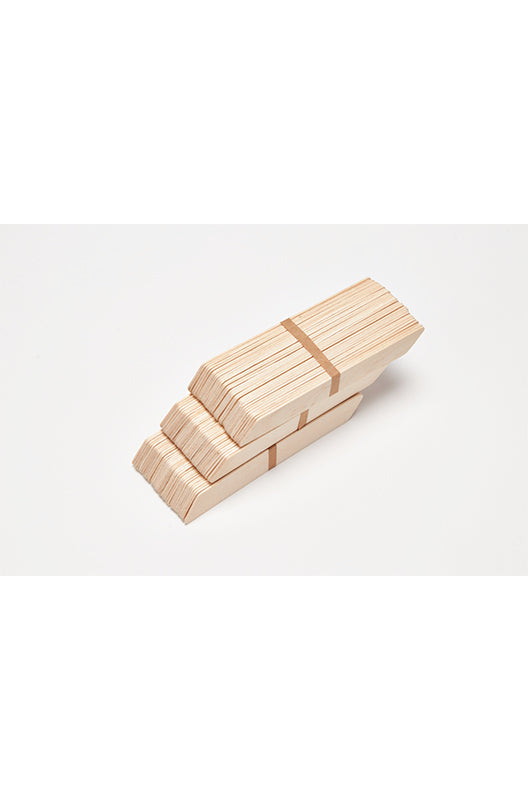 Wax Applicator Sticks Bundle ƒ?? A set of wooden wax applicator sticks, neatly bundled with rubber bands for easy use and storage.