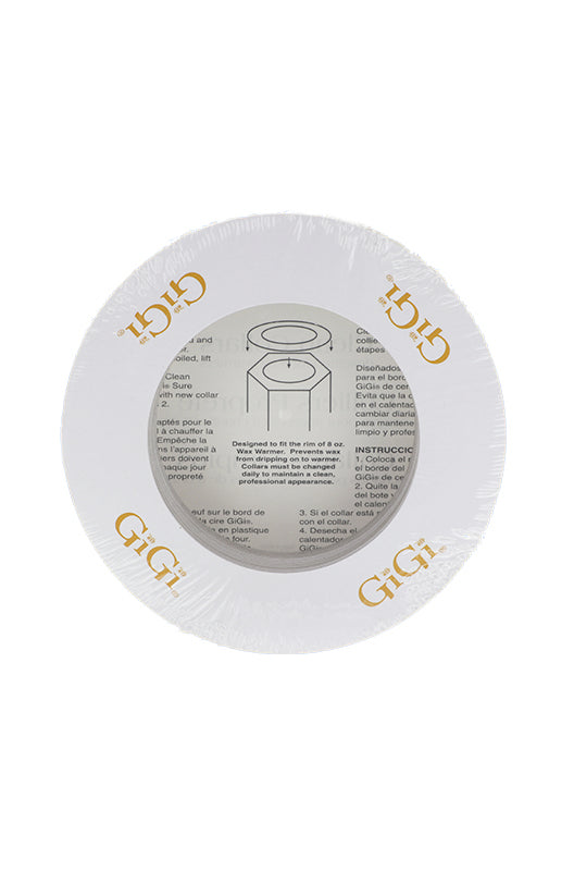 Back of GiGi Clean Collars packaging showing a collar in full view & back label with instructions & product information