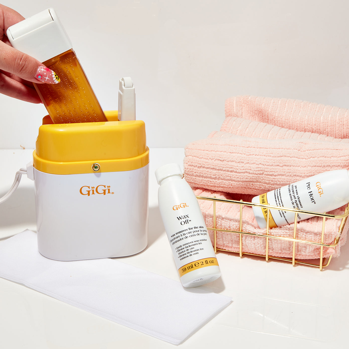 GiGi waxing products used for professional hair removal treatment
