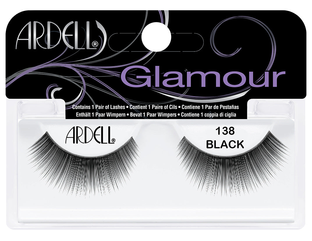 Ardell Glamour 138 Black false eyelashes in packaging for a dramatic eye look.