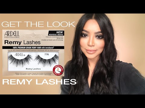 Ardell Professional Remy Lashes 776 in packaging with model showcasing glamorous false eyelashes.