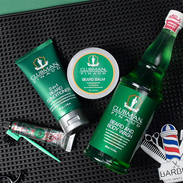 men’s grooming products including hair styling and beard care