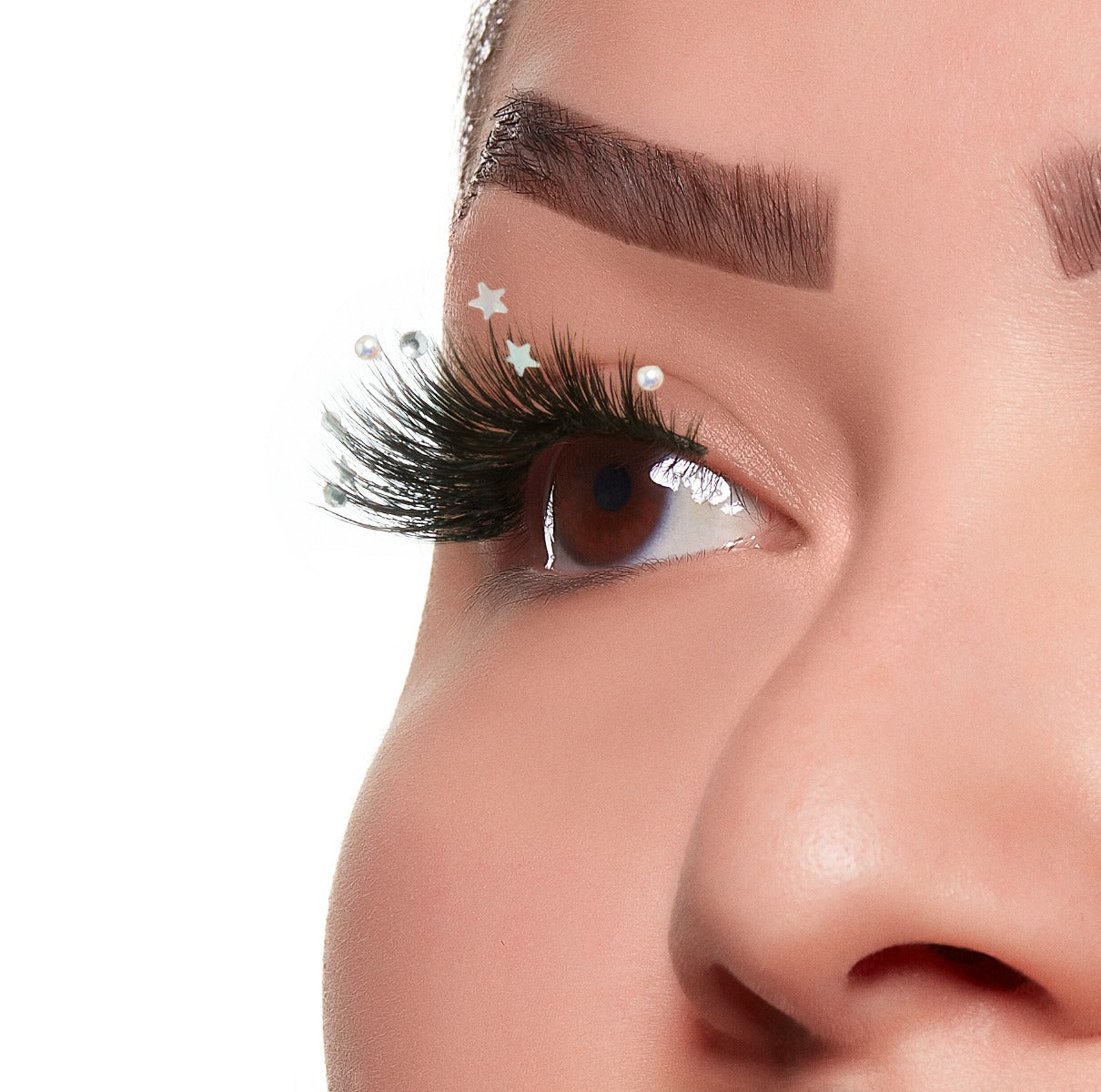 Side eye view with Winks Dare to Dazzle 222 lashes on