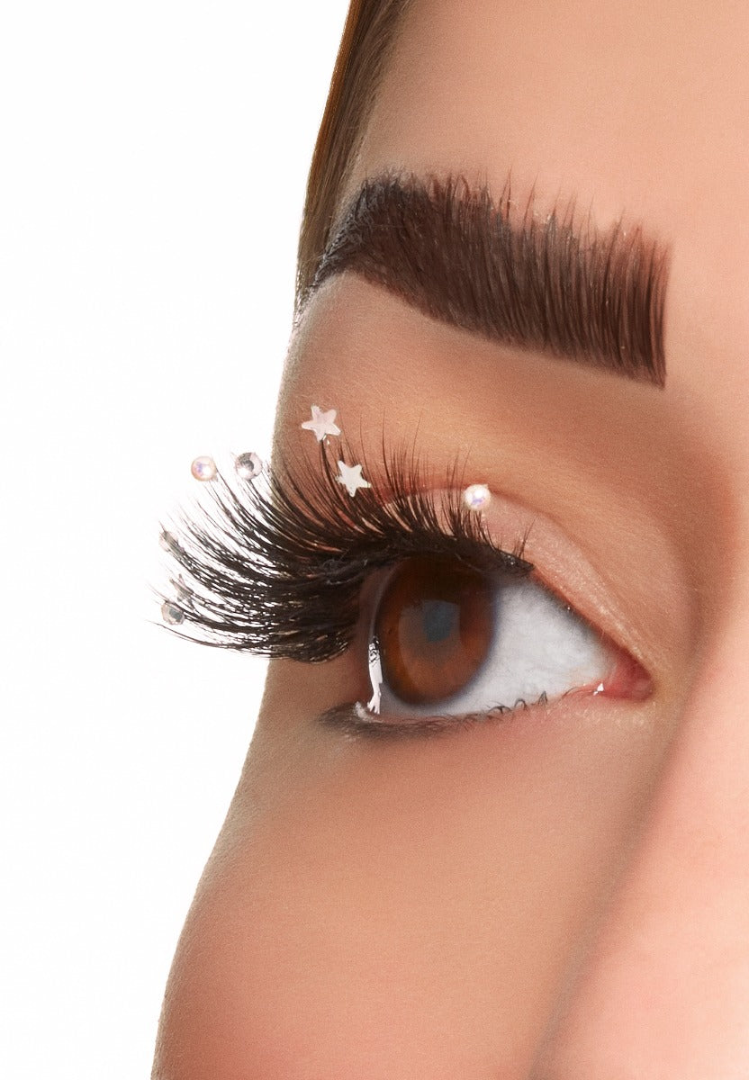 Side eye view with Winks Dare to Dazzle 222 lashes on