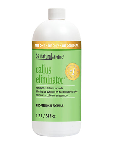 A white 34 ounce bottle of ProLinc Callus Eliminator with screw cap top with label stating product name & details