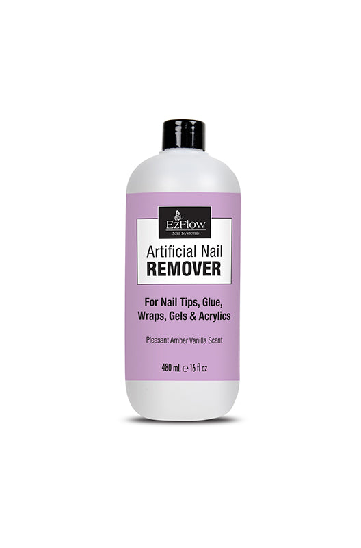 Large 16 oz. bottle of EzFlow Artificial Nail Remover, ideal for efficiently dissolving nail enhancements and glue.