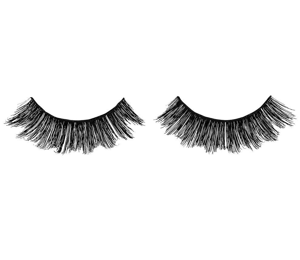 A pair of Ardell Double Up Lash 203 showing its total volume, extra-long staggered length lashes 